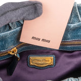 Miu Miu Blue Vitello Lux Leather Drawstring Satchel Handbag xx geruch