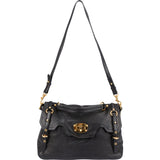 Miu Miu Pebbled Leather Turnlock Satchel Handbag