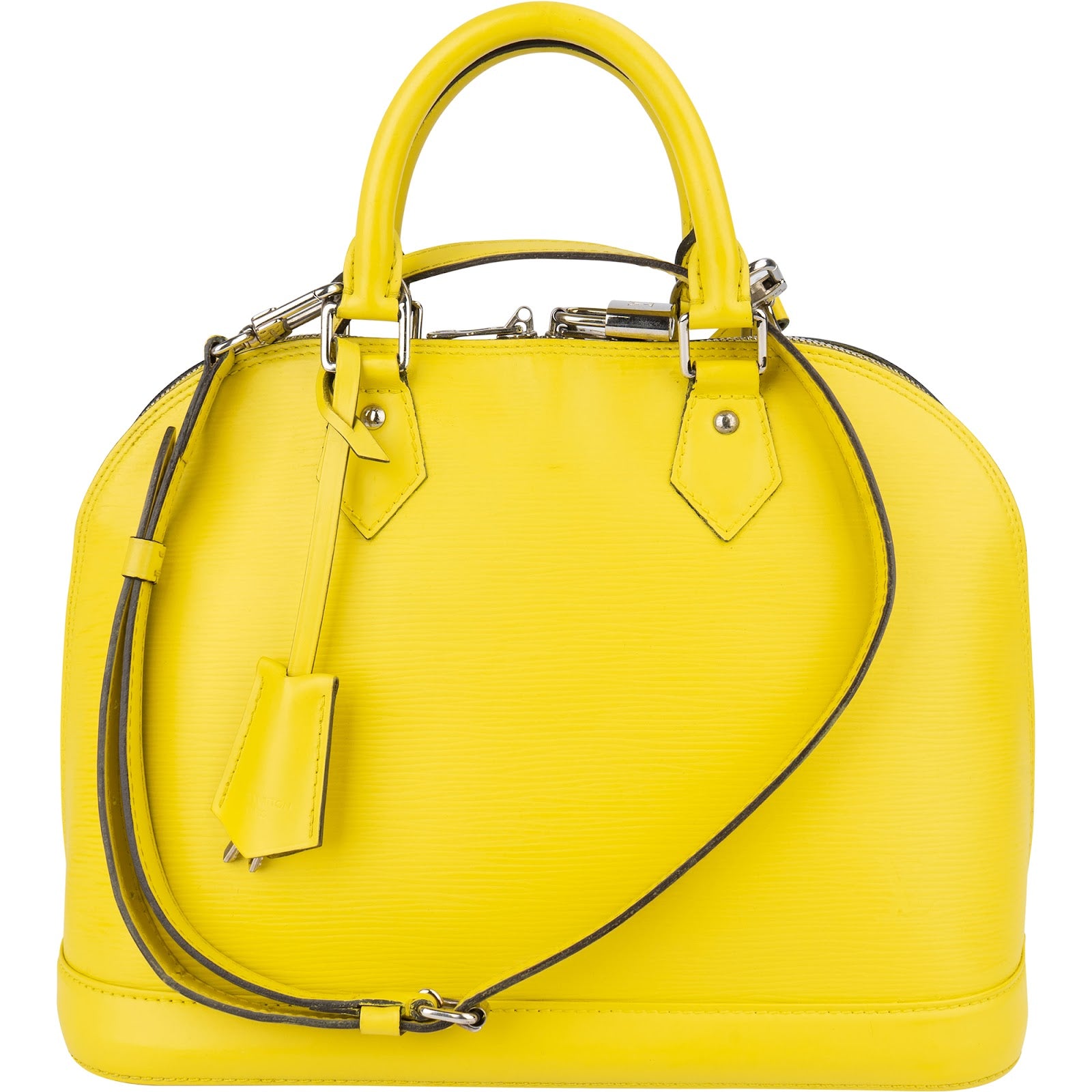 [🔄️B08 / F27] Louis Vuitton Yellow Epi Leather Alma PM Handbag - vintageandkickz