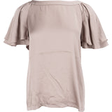 Cartier Taupe Satin Look Ruffle T-Shirt (FR38)