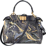 Fendi Marbled Leather Peekaboo Mini Handbag