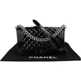 Chanel Quilted Patent Leather Medium Boy Crossbody Bag