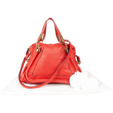 Chloé Red Grained Leather Paraty Shoulder Handbag