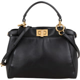 Fendi Black Leather Peekaboo Mini Handbag
