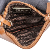 Prada Brown Saffiano Leather Triangle Key Case Wallet