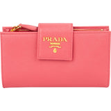 Prada Pink Saffiano Leather Clip Wallet