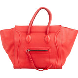 Céline Red Drummed Calfskin Large Luggage Handbag