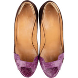 Hermès Purple Alligator Suede H Strap Platform Sandals Shoes (35,5)