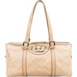 Gucci Beige Guccissima Leather Web GG Boston Shoulder Bag