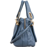 Chloé Blue Grained Leather Small Paraty Shoulder Handbag