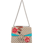 Gucci Monogram GG Supreme Floral and Snake Embroided Dionysus Shoulder Bag - vintageandkickz