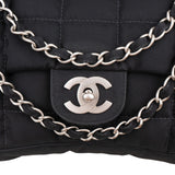 Chanel Quilted Nylon Chocolate Bar Single Flap Shoulder Bag