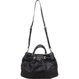Prada Black Soft Calfskin Gathered Belt Hobo Handbag