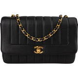Chanel Vertical Quilted Lambskin 24K Gold Single Flap Crossbody Bag