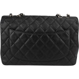 Chanel Quilted Caviar Leather Palladium Jumbo Single Flap Crossbody Bag