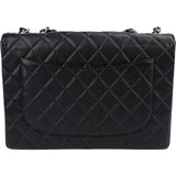 Chanel Quilted Caviar Leather Palladium Jumbo Single Flap Crossbody Bag
