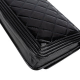 Chanel Patent Leather Quilted Boy Wallet On Chain Crossbody Bag