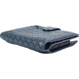 Bottega Veneta Blue Stitched Intrecciato Leather Wallet