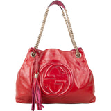 Gucci Patent Leather Soho Chain Tote Crossbody Bag