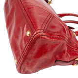Prada Red Vitello Lux Leather Bauletto Handbag