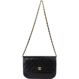 Chanel Quilted Lambskin 24K Gold Half Moon Single Flap Shoulder Bag