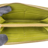 Prada Green Saffiano Leather Zip Around Wallet