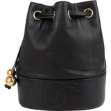 Chanel Caviar Leather CC Drawstring Bucket Crossbody Bag