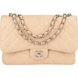 Chanel Quilted Caviar Leather Palladium Jumbo Single Flap Crossbody Bag