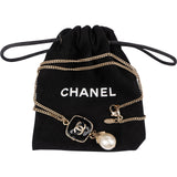 Chanel Gold CC Black Enamel Pearl Drop Necklace