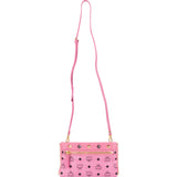 MCM Monogram Visetos Pink Stark Studs 2 in 1 Pochette Crossbody Bag Backpack