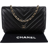 Chanel Quilted Chevron Lambskin Wallet on Chain Crossbody Bag