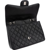 Chanel Quilted Caviar Leather Palladium Jumbo Singe Flap Crossbody Bag