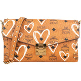 MCM Monogram Patricia Visetos Studded Heart Wallet On Chain Crossbody Bag