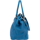 Prada Blue Vitello Daino Leather Tote Shoulder Bag