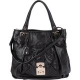 Miu Miu Noir Calfskin Coffer Pocket Tote Shoulder Bag