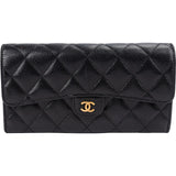 Chanel Quilted Caviar Leather Classic CC Flap Wallet