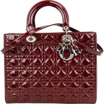 Christian Dior Quilted Patent Leather Lady Dior Handbag - vintageandkickz