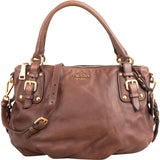 Prada Brown Calfskin Leather Hobo Shoulder Bag