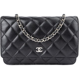 Chanel Quilted Lambskin Palladium Wallet On Chain Crossbody Bag