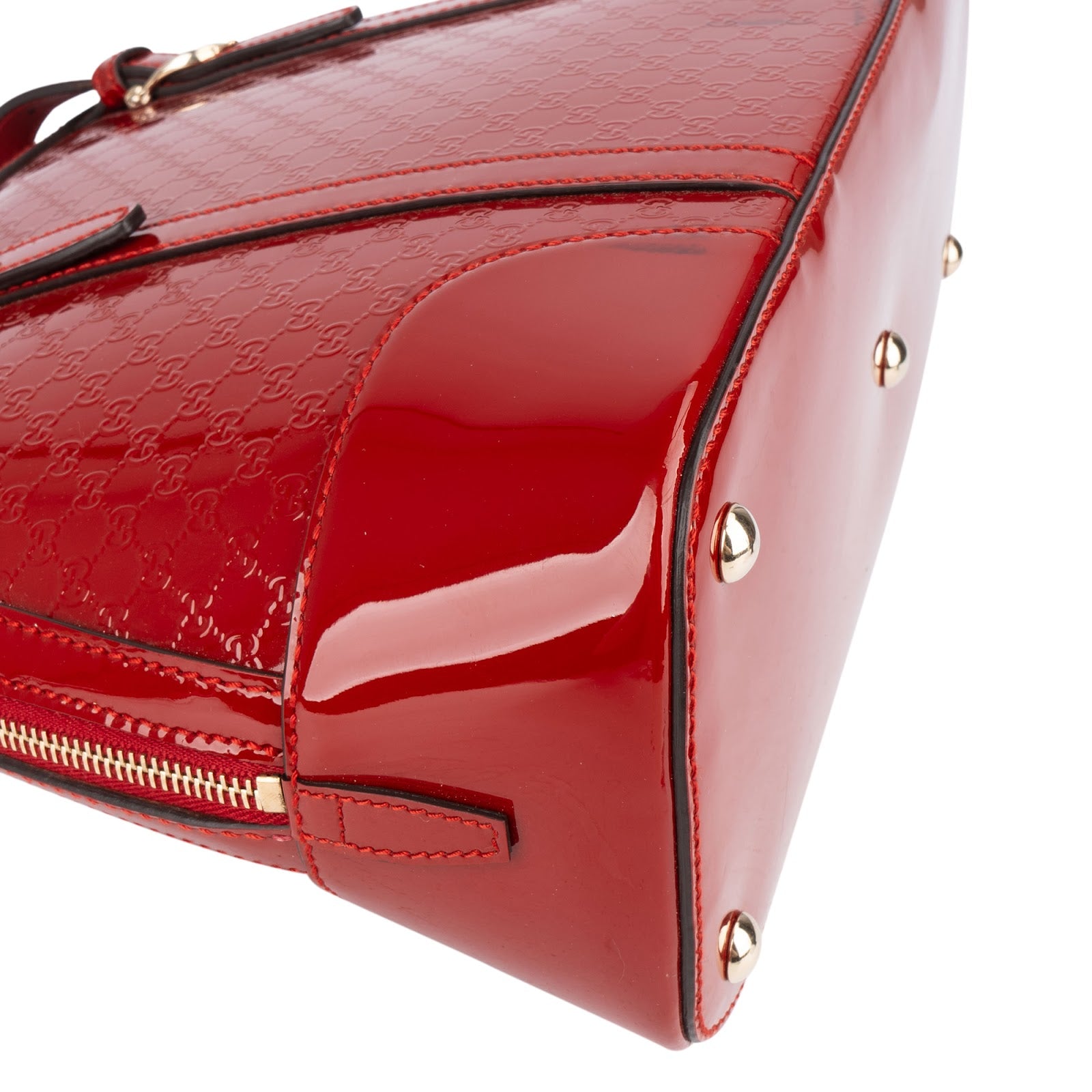 Gucci Red Microguccissima Patent Leather Dome Handbag - vintageandkickz