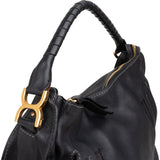 Chloé Black Leather Marcie Saddle Large Hobo Shoulder Bag