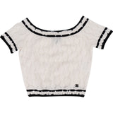 Chanel Bicolor Strickware Knit Distressed Look Crop Top (FR 34 / DE 32)