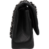 Chanel Quilted Lambskin Palladium Jumbo Double Flap Crossbody Bag