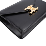 Celine Shiny Calfskin Triomphe Wallet On Chain Crossbody Bag