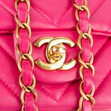 Chanel Quilted Chevron Lambskin Small Single Flap Crossbody Bag