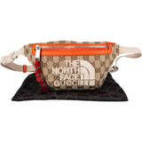 Gucci x The North Face Orange Leather Monogram GG Canvas Belt Bum Bag Crossbody Bag