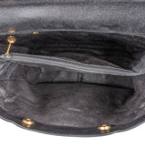 Gucci Black Leather Double Pocket Bamboo Handle Handbag