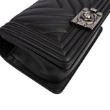 Chanel Chevron Quilted Lambskin Small Boy Single Flap Crossbody Bag