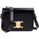 Celine Black Shiny Classic Boxcalf Leather Small Triomphe Crossbody Bag