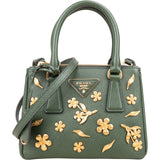 Prada Saffiano Leather Golden Floral Pelletteria Galleria Mini Handbag